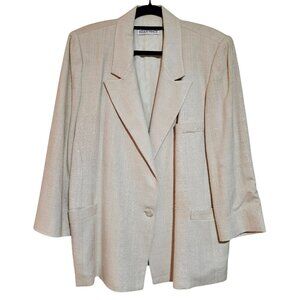 Vintage Linda Allard Ellen Tracy Women's 100% Silk Beige Blazer Petite 12